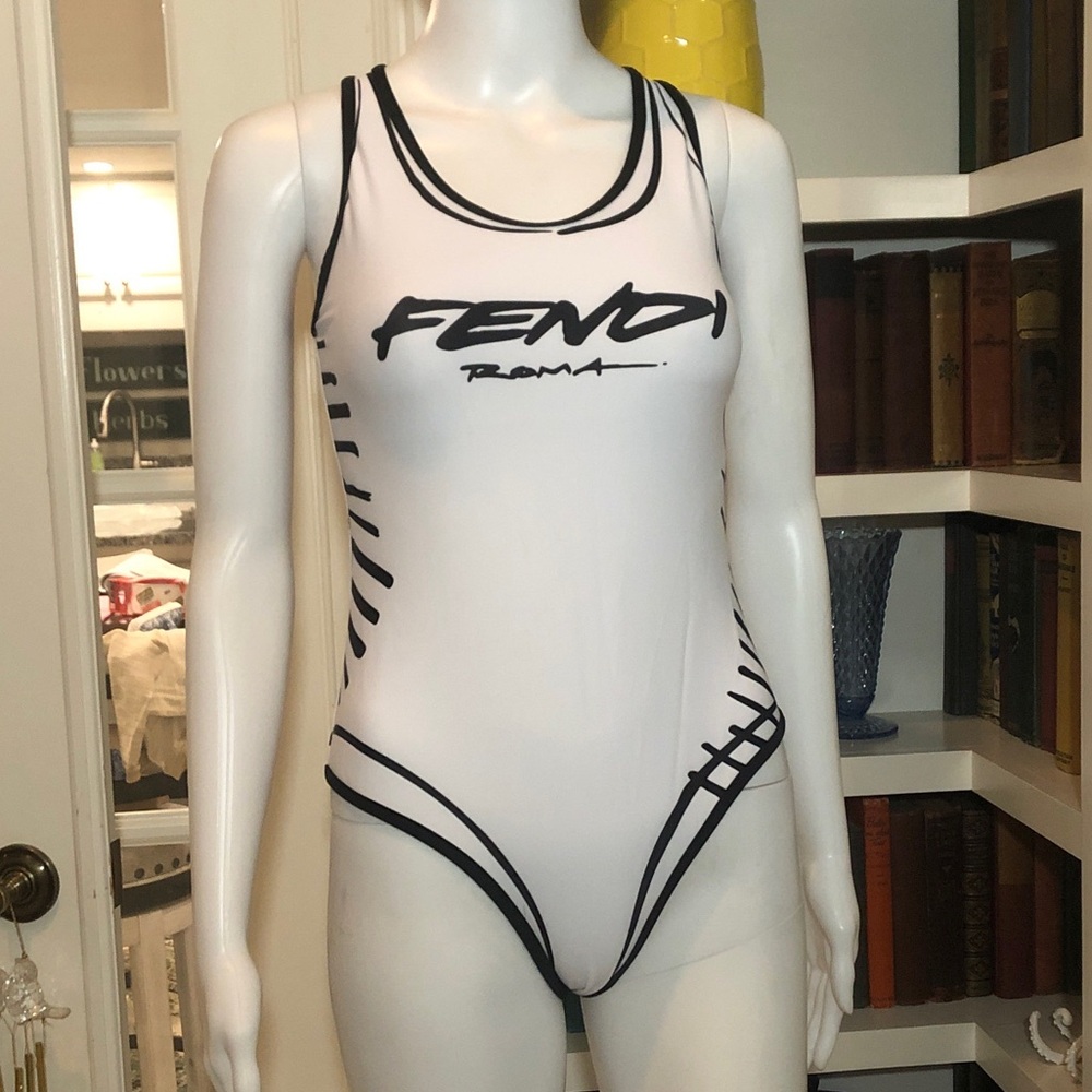 🌴 Fendi Black and White One-Piece Swimsuit